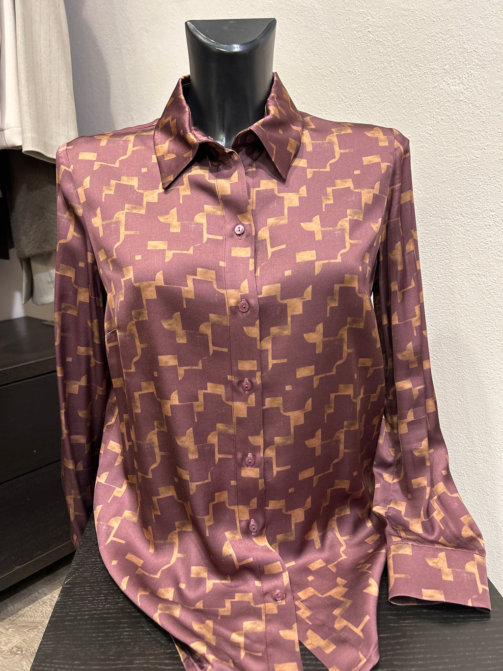 Camicia raso stampa geometrica - Kartika