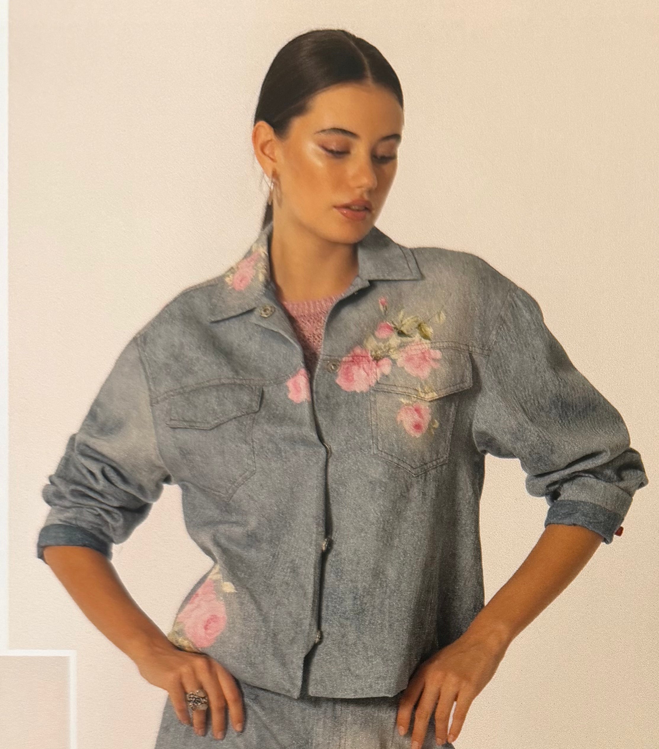 Giacca denim stampa fiori - Nonà