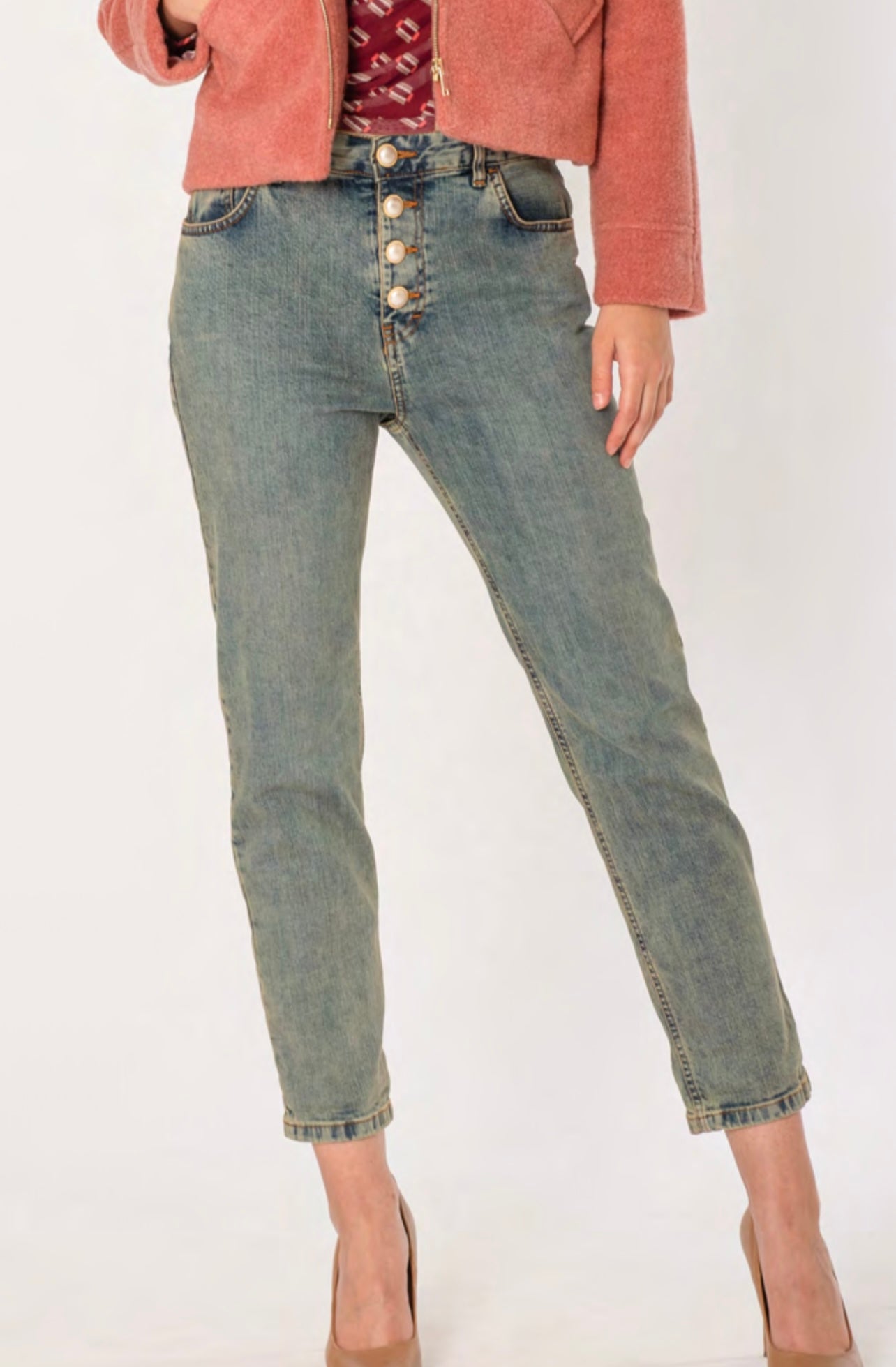 Denim bottoni perla No-Nà