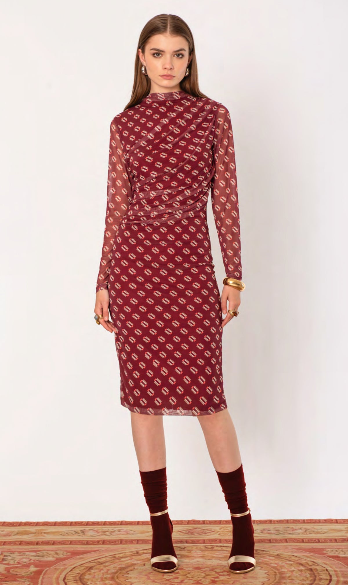 Abito tulle fantasia geometrica - No-Nà