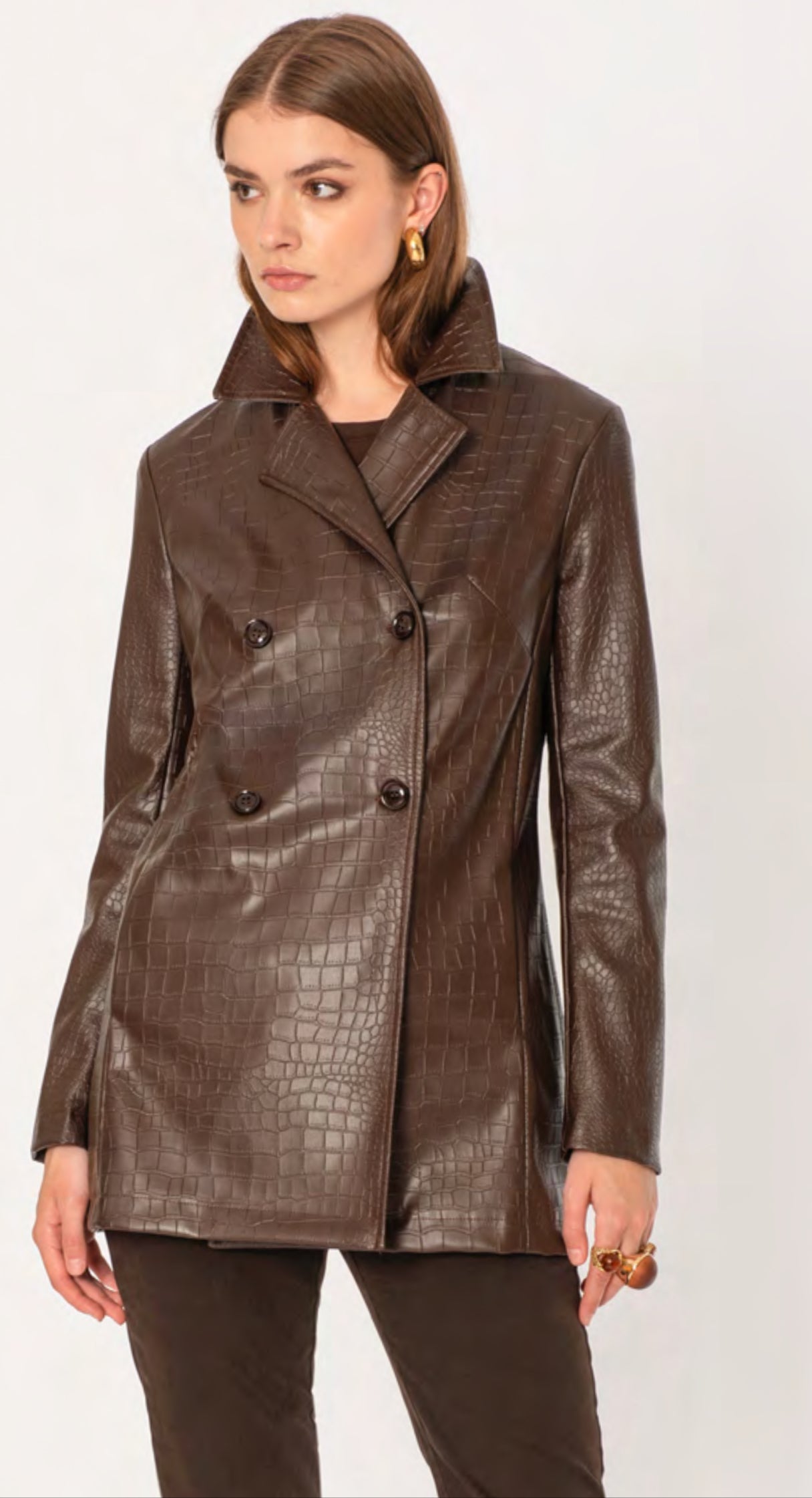 Giacca doppiopetto ecopelle cocco No-Nà