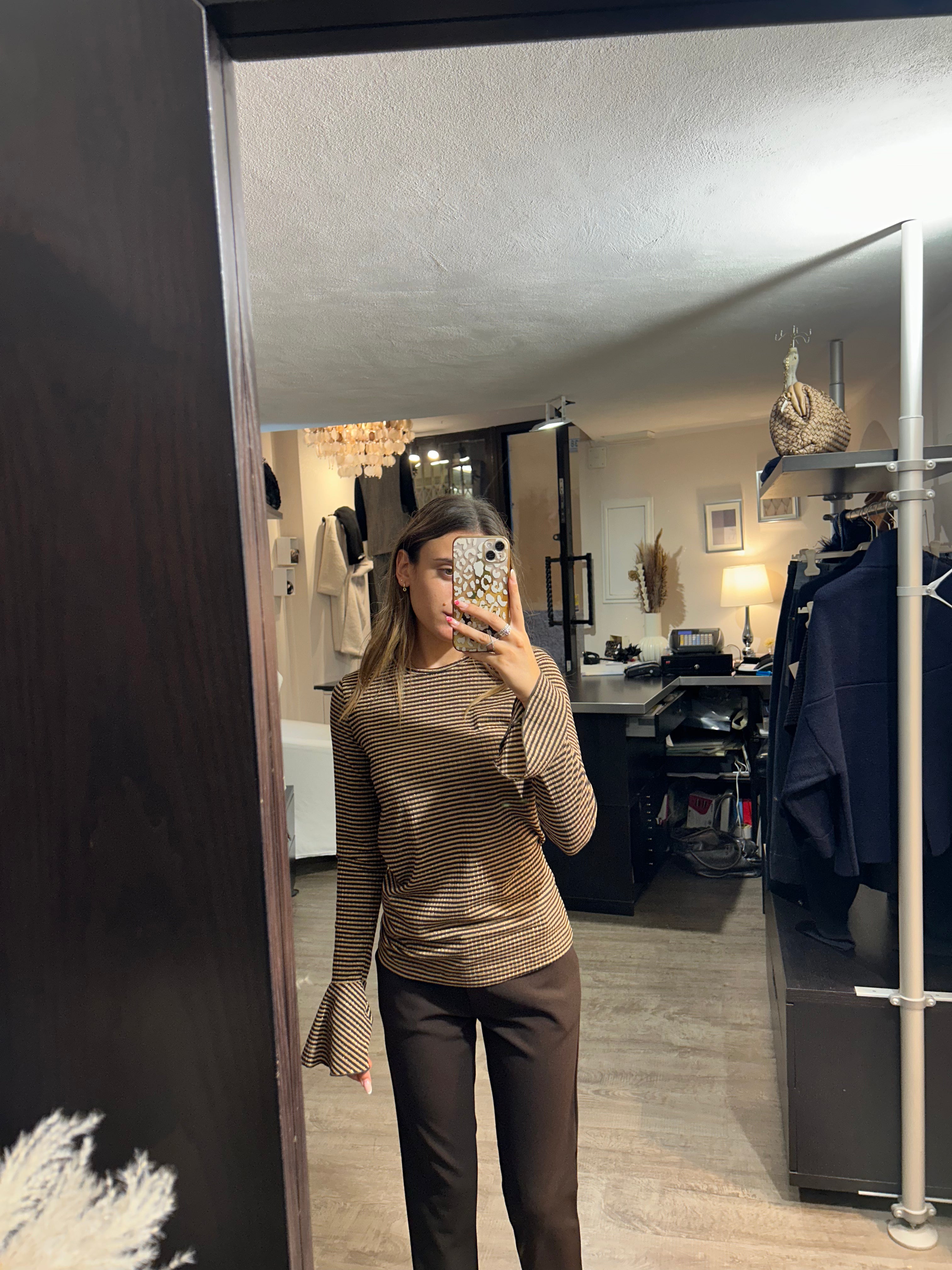 Maglia costina lurex polsi voulant - Kartika