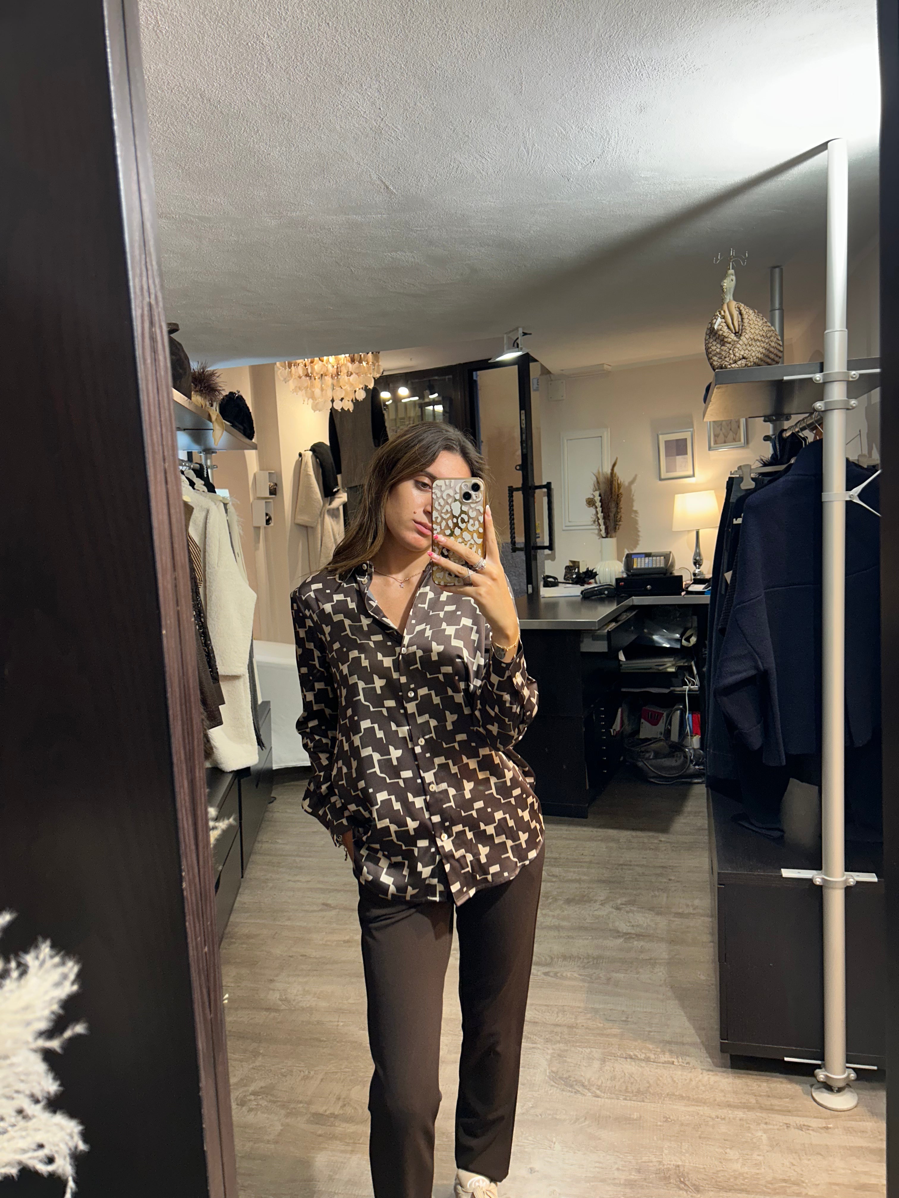 Camicia raso stampa geometrica - Kartika