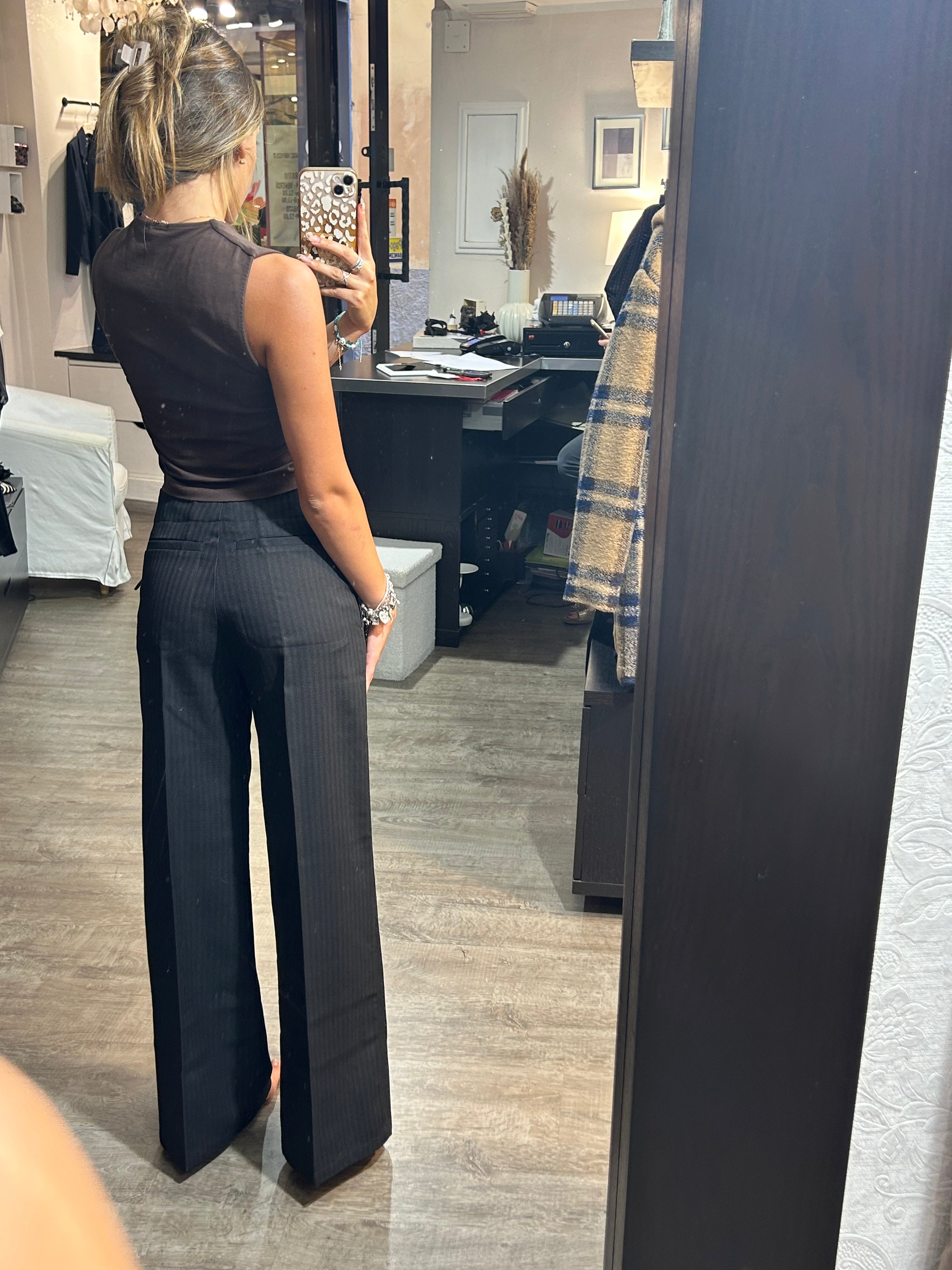 Pantalone largo in tessuto rigato - Kartika