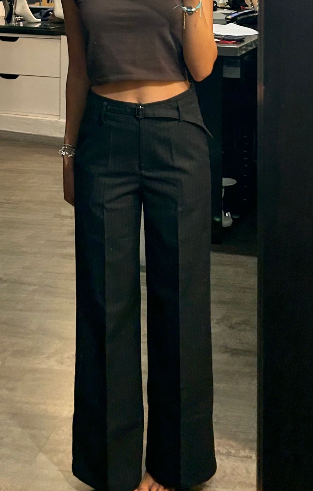 Pantalone largo in tessuto rigato - Kartika