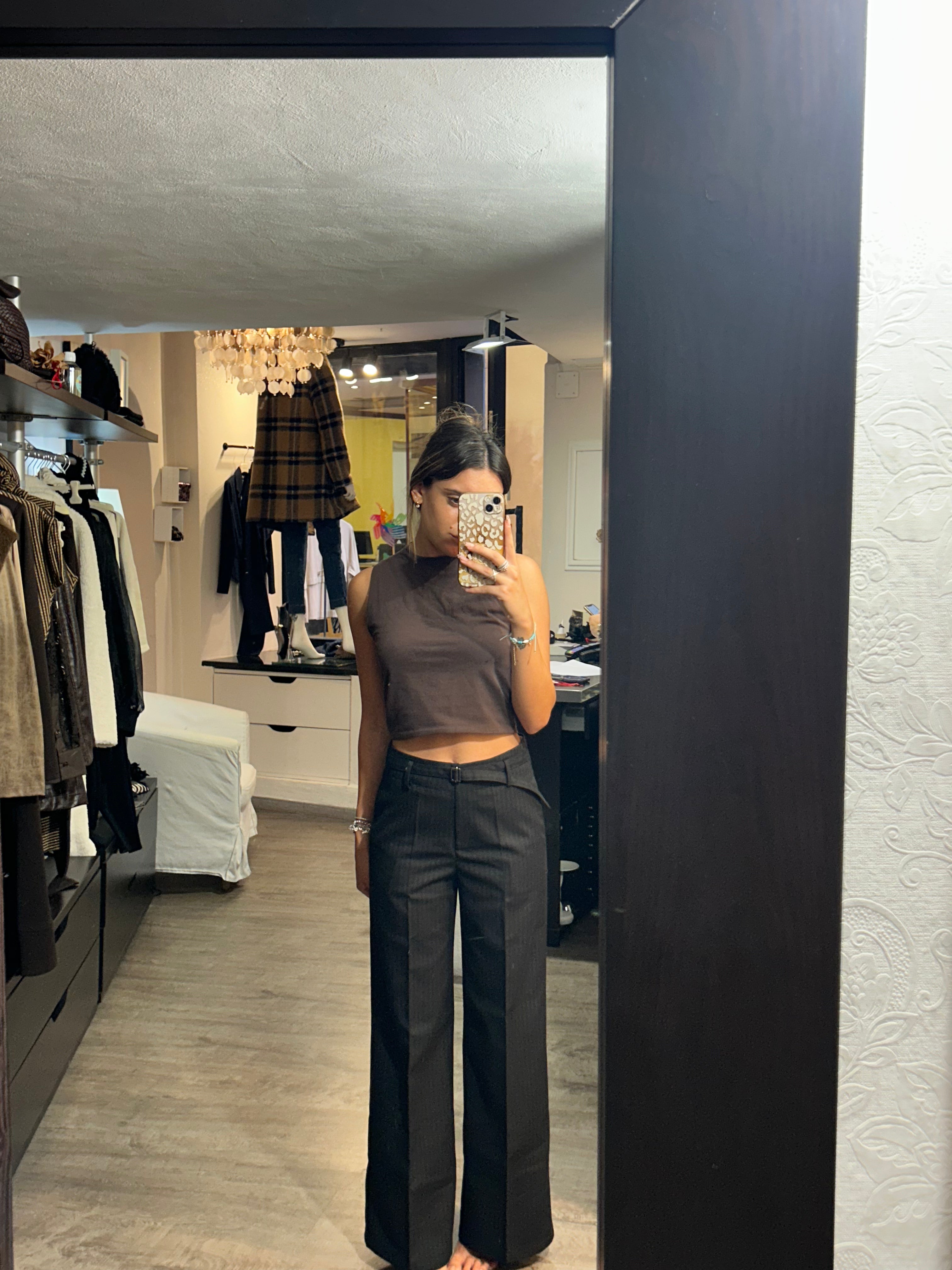 Pantalone largo in tessuto rigato - Kartika