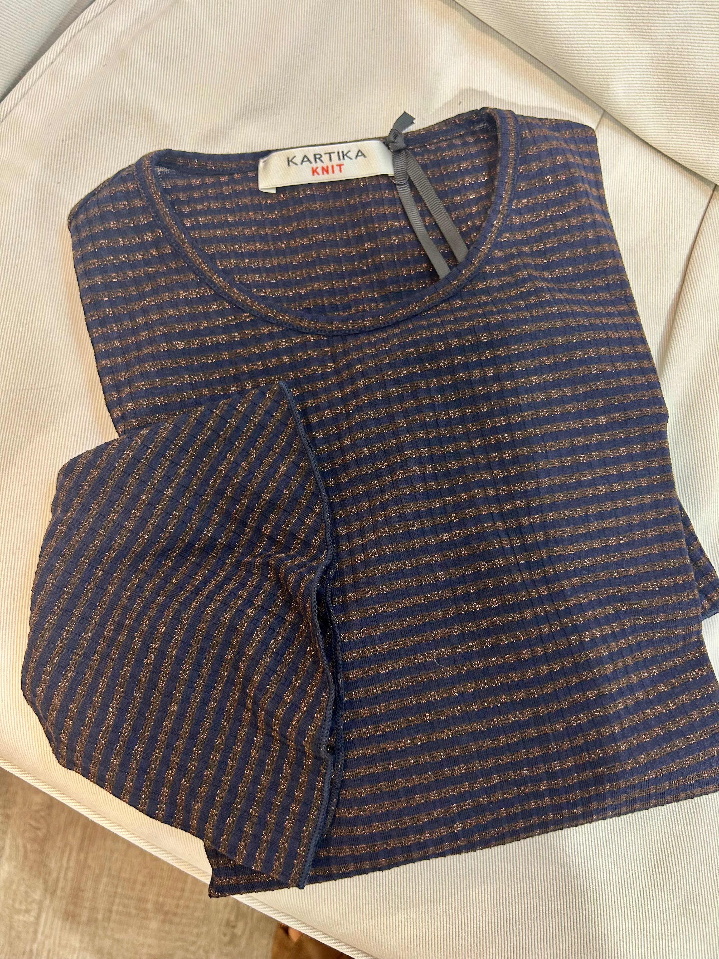 Maglia costina lurex polsi voulant - Kartika