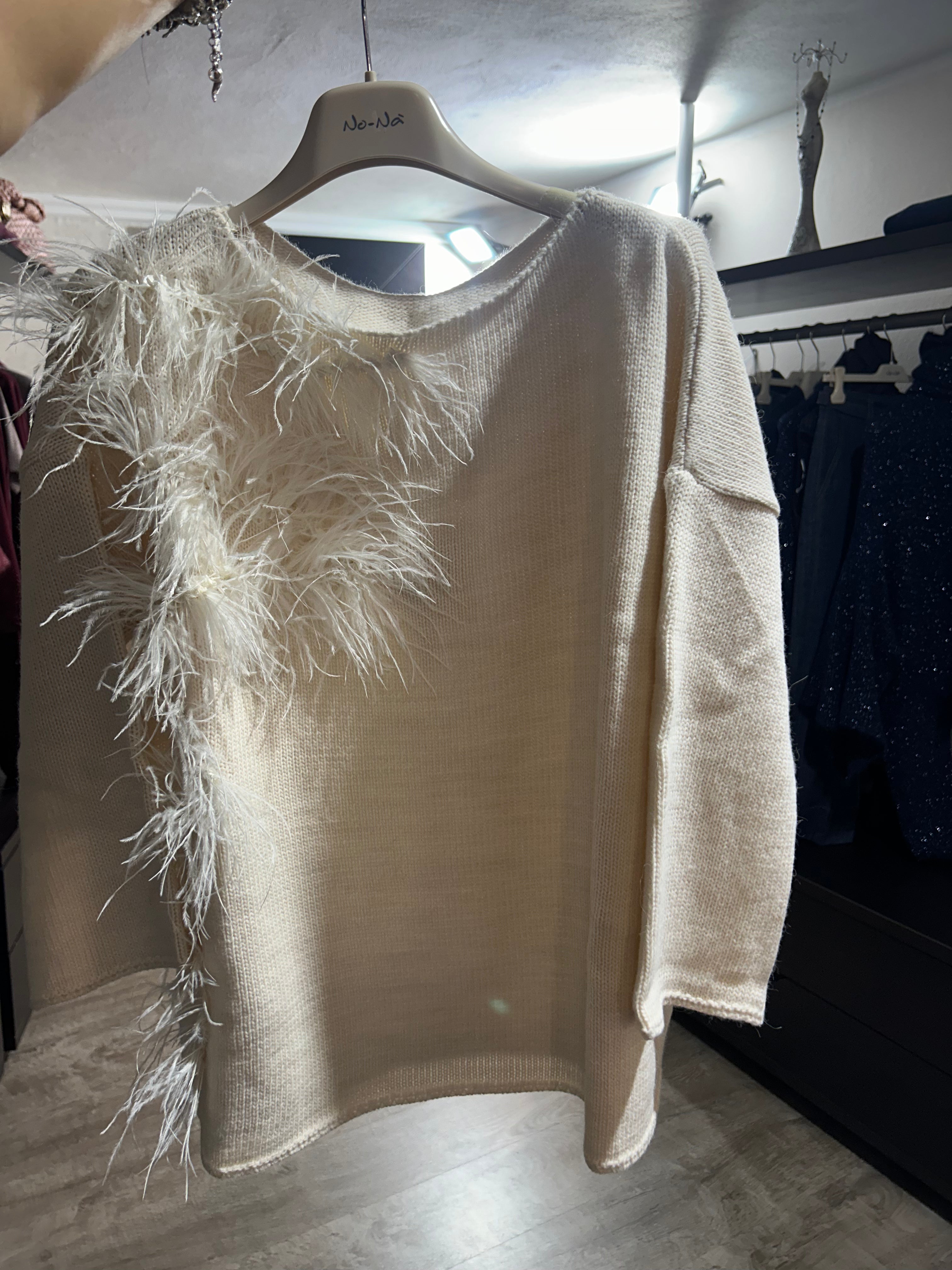 Maglia con piume lato - Nonà