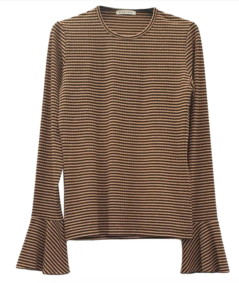 Maglia costina lurex polsi voulant - Kartika