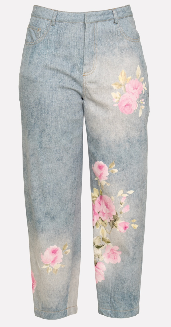 Pantalone denim stampa fiori - Nonà